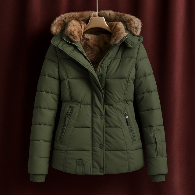 Tanya - Women's Quilted Puffer Jacket with Faux-Fur Hood