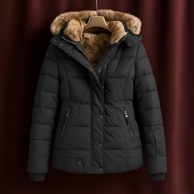 Tanya - Women's Quilted Puffer Jacket with Faux-Fur Hood