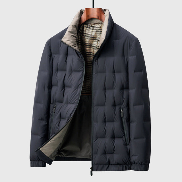 Theron - Men's Quilted Box-Stitch Puffer Jacket with Mock Neck