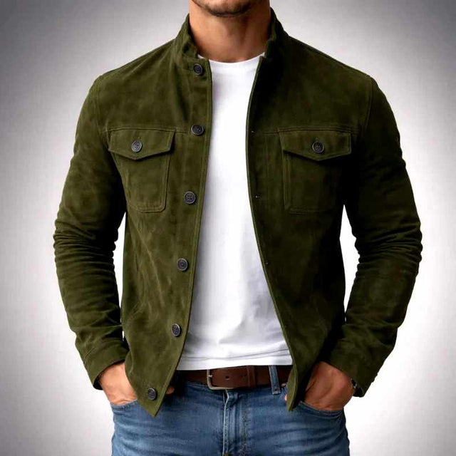 Tobias - Men's Button-Front Suede Shirt Jacket
