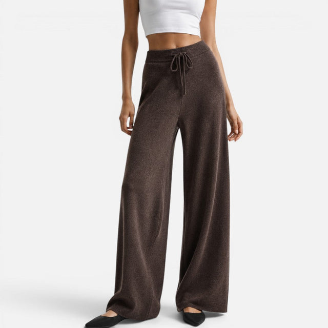 Vera - Women's Wide-Leg Drawstring Cashmere Knit Pants