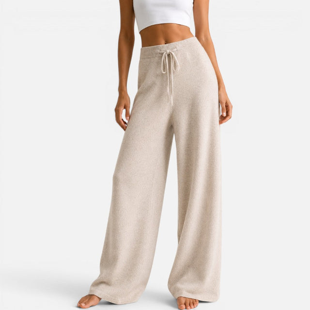 Vera - Women's Wide-Leg Drawstring Cashmere Knit Pants
