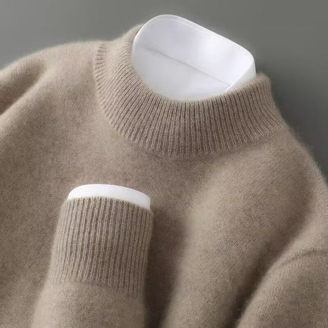 Vincent - Men's Ribbed-Collar Cashmere Crewneck Sweater