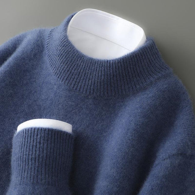 Vincent - Men's Ribbed-Collar Cashmere Crewneck Sweater