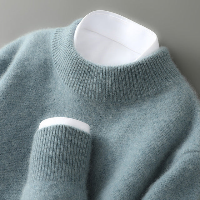 Vincent - Men's Ribbed-Collar Cashmere Crewneck Sweater