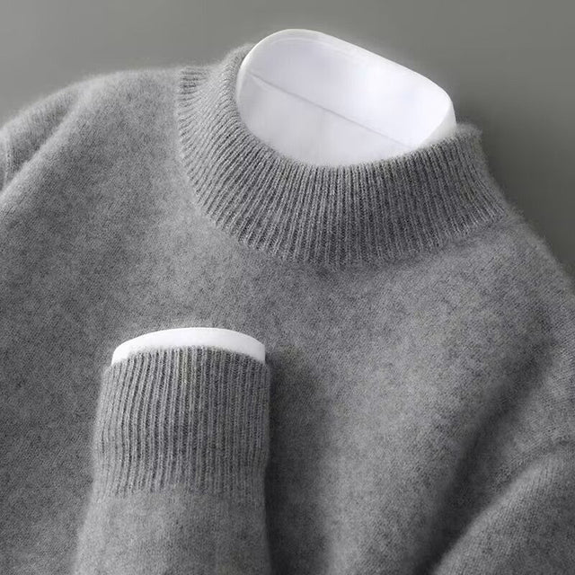 Vincent - Men's Ribbed-Collar Cashmere Crewneck Sweater