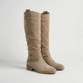 Waverly - Women's Suede-Look Knee-High Boots with Low Heel
