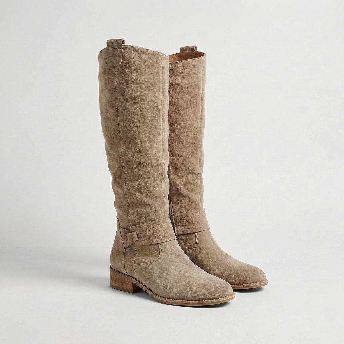 Waverly - Women's Suede-Look Knee-High Boots with Low Heel