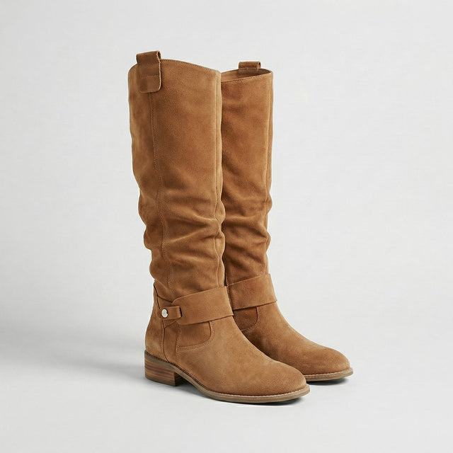 Waverly - Women's Suede-Look Knee-High Boots with Low Heel