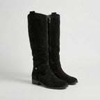 Waverly - Women's Suede-Look Knee-High Boots with Low Heel