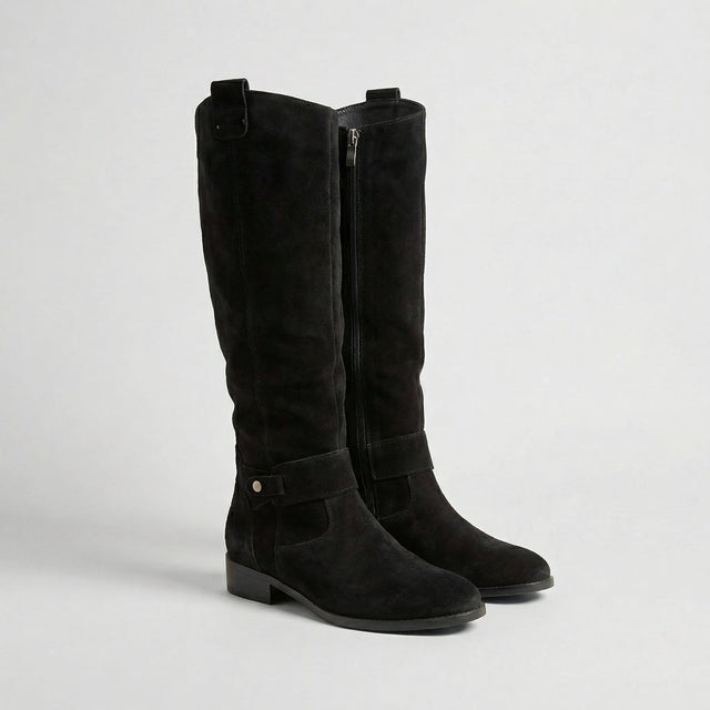 Waverly - Women's Suede-Look Knee-High Boots with Low Heel