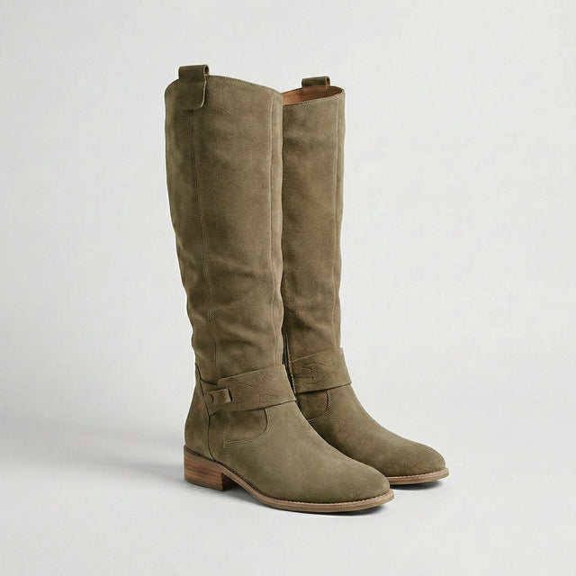 Waverly - Women's Suede-Look Knee-High Boots with Low Heel