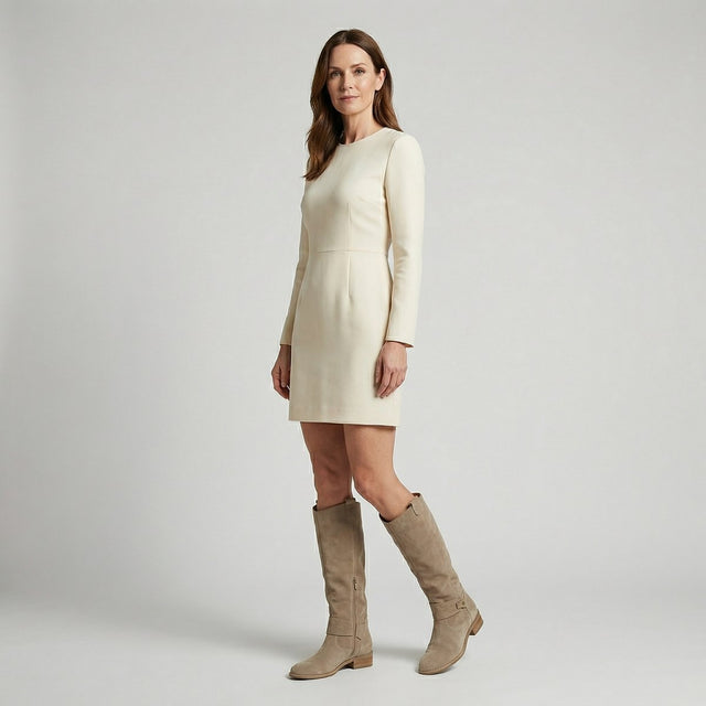 Waverly - Women's Suede-Look Knee-High Boots with Low Heel