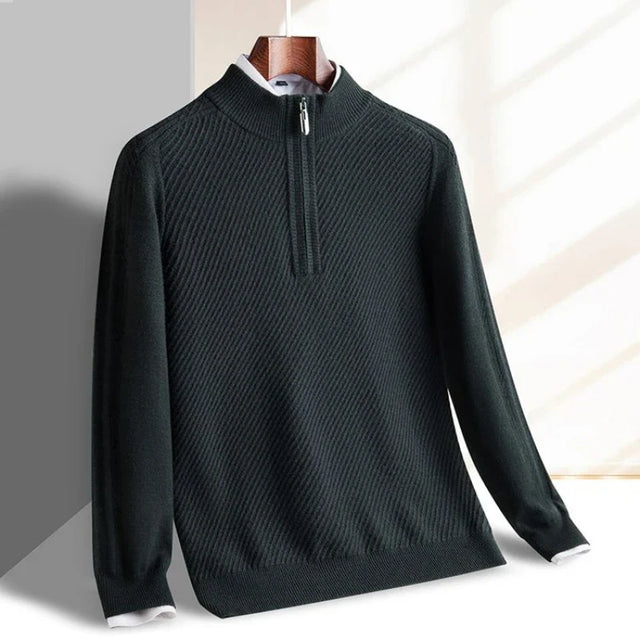 Zayn - Men's Quarter-Zip Ribbed Sweater
